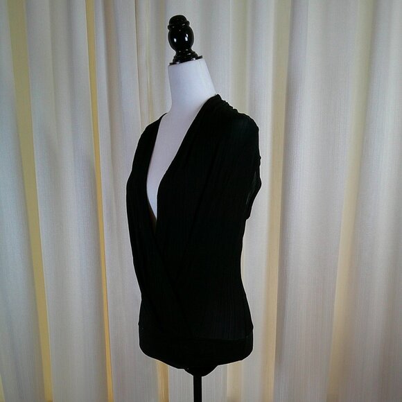 Ardene Plunging Pleated Bodysuit - Black, Size S - Picture 3 of 6
